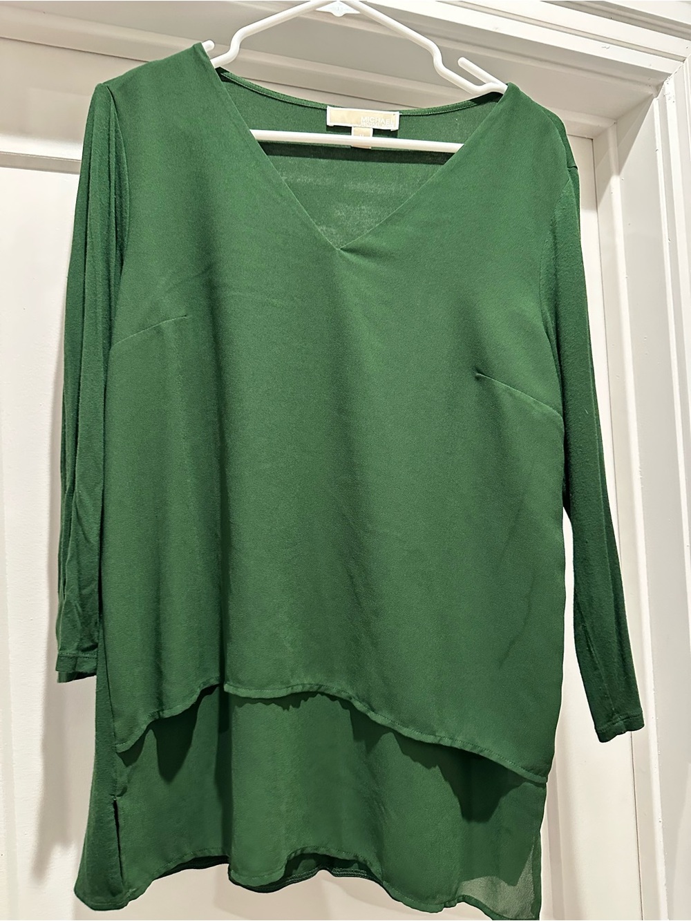 Michael Kors Emerald Green V-Neck Layered Tunic